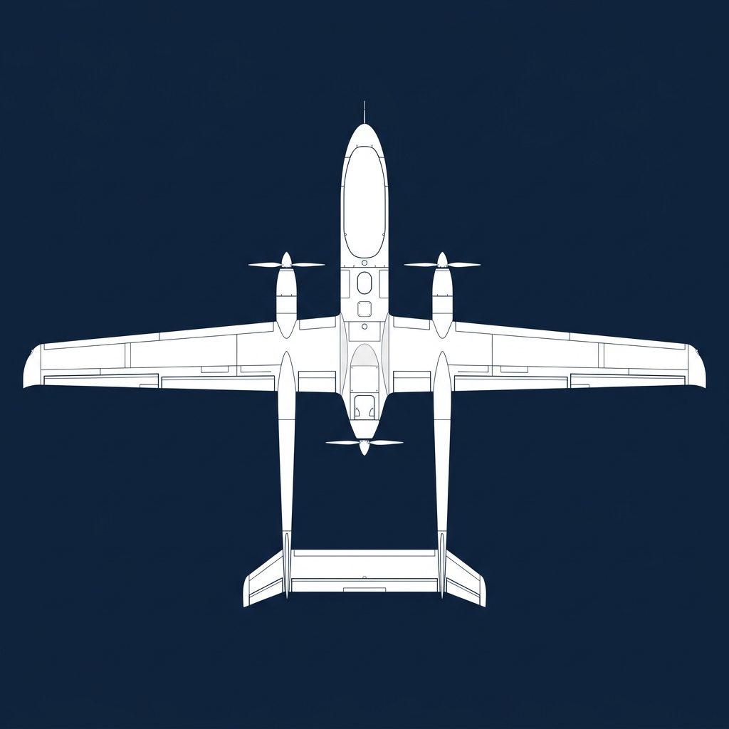 P200 Long Range ISR and Strike UAV — top-down technical view